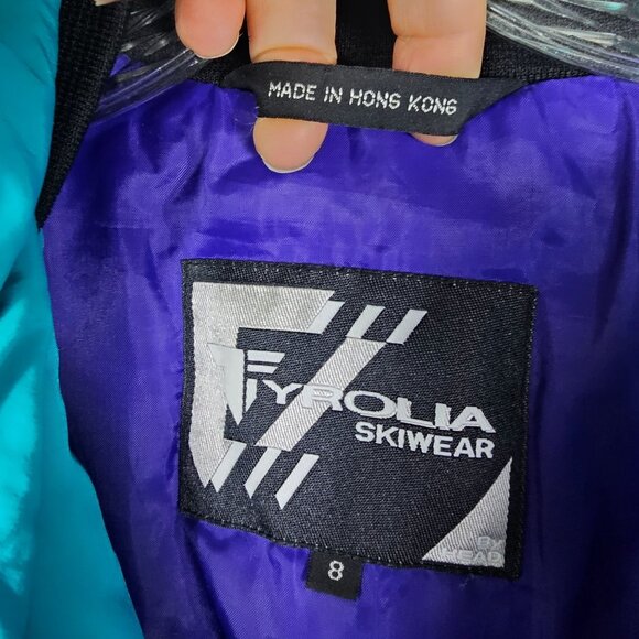 Vintage 80s Skiwear Jacket 8 Purple Geometric Southwestern Retro Snow Gorpcore - Picture 8 of 10